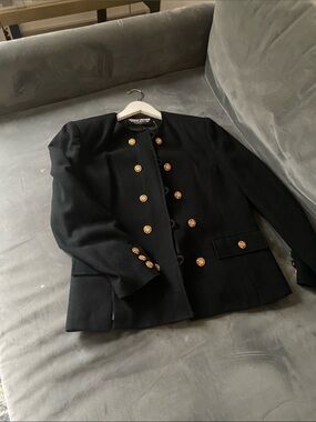 Vintage Herbert Grossman Wool Black Double-Breasted Blazer made in USA